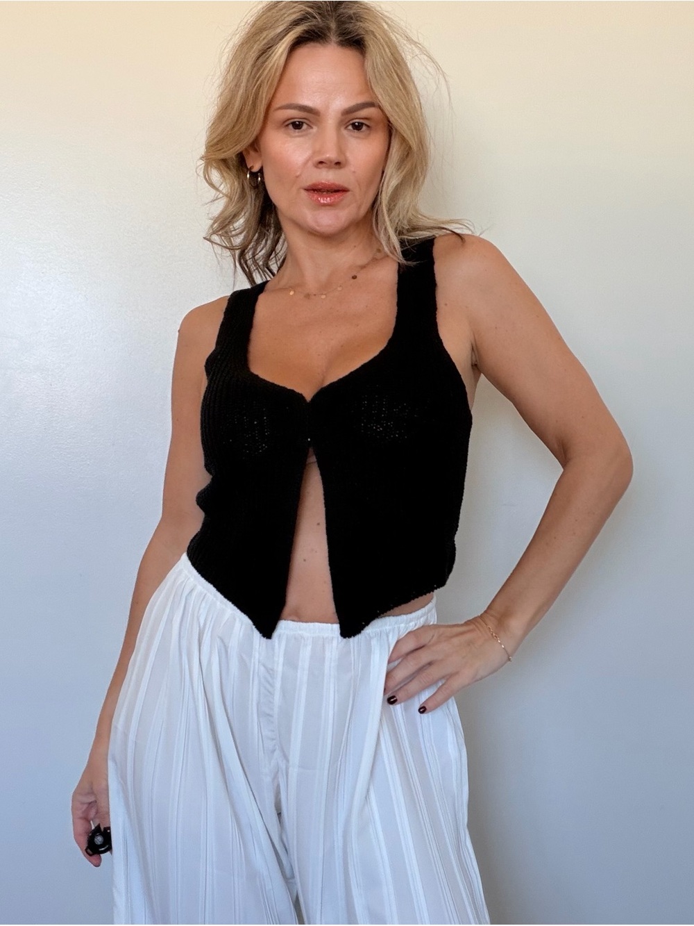 Isalis Black Knit Vest Tank Top